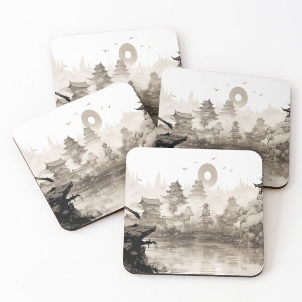 Item preview, Ronan samurai watercolor ink japan scene designed and sold by TankandDPS.