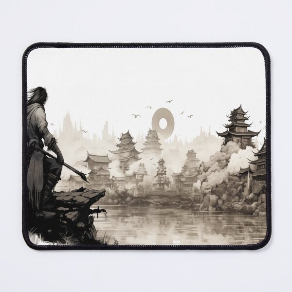 Item preview, Ronan samurai watercolor ink japan scene designed and sold by TankandDPS.