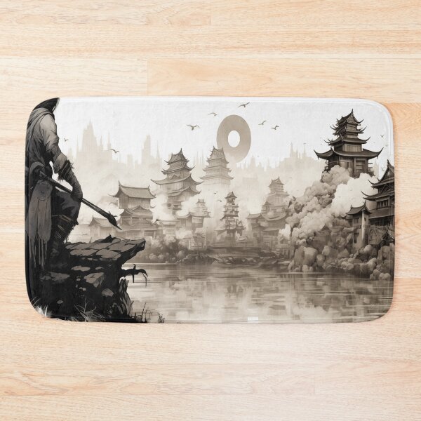 Item preview, Ronan samurai watercolor ink japan scene designed and sold by TankandDPS.