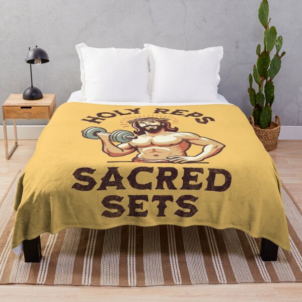Item preview, Jacked Jesus: Holy Reps & Sacred Sets. Funny Christian Religious Workout Fitness Weightlifting Humor designed and sold by lunaticbear.