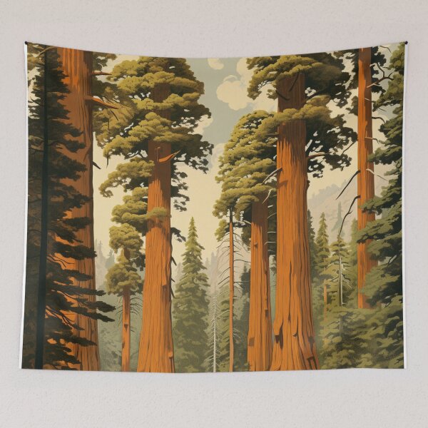 Item preview, A Vintage Travel Illustration of Sequoia National Park in California - US  designed and sold by GoodOldVintage.