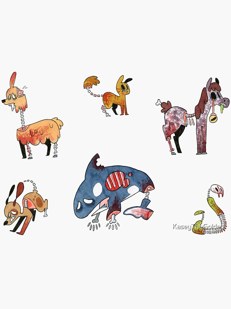 "Zombie Animal Stickers" Sticker by KaseyTheGolden | Redbubble