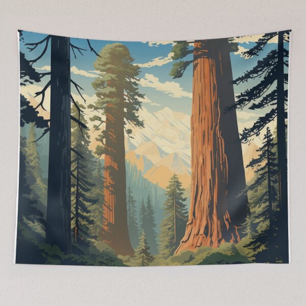 Item preview, A Vintage Travel Illustration of Sequoia National Park in California - US  designed and sold by GoodOldVintage.