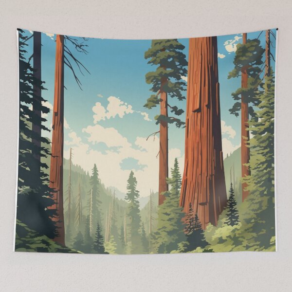Item preview, A Vintage Travel Illustration of Sequoia National Park in California - US  designed and sold by GoodOldVintage.