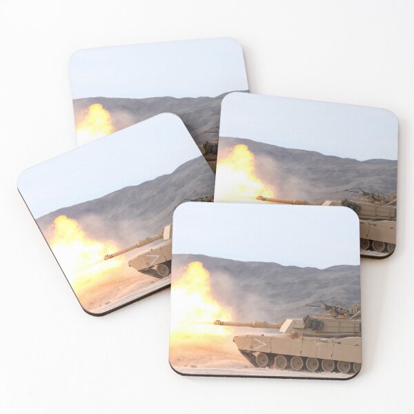 Item preview, STK108949M-An M1A1 Abrams tank fires its 120mm main gun. designed and sold by StocktrekImages.