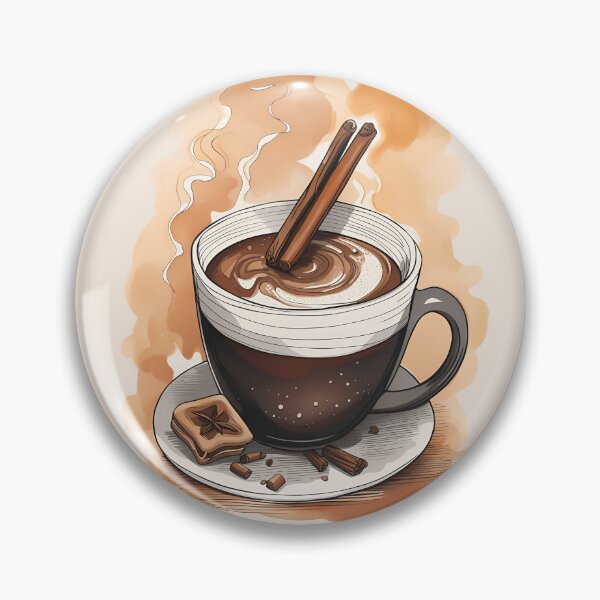 Item preview, Hot chocolate with cinnamon sticks, biscuits, star anise and pumpkin spice for a cozy autumn and winter designed and sold by depthsofthemind.