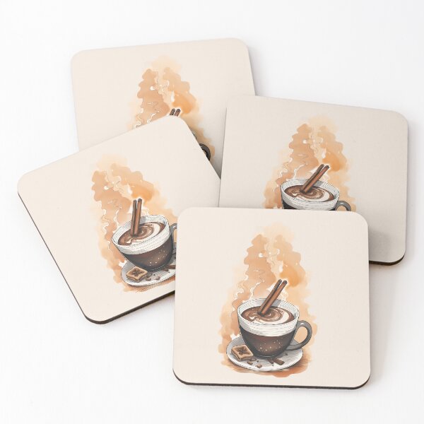 Item preview, Hot chocolate with cinnamon sticks, biscuits, star anise and pumpkin spice for a cozy autumn and winter designed and sold by depthsofthemind.