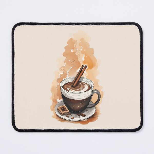 Item preview, Hot chocolate with cinnamon sticks, biscuits, star anise and pumpkin spice for a cozy autumn and winter designed and sold by depthsofthemind.