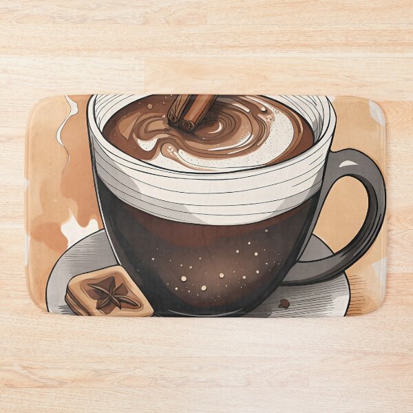 Item preview, Hot chocolate with cinnamon sticks, biscuits, star anise and pumpkin spice for a cozy autumn and winter designed and sold by depthsofthemind.