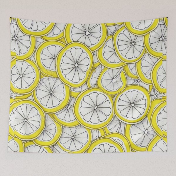 Item preview, Graphics with lemons in a cartoonish, minimalist style. White, yellow, black contour, designed and sold by My-fake-places.