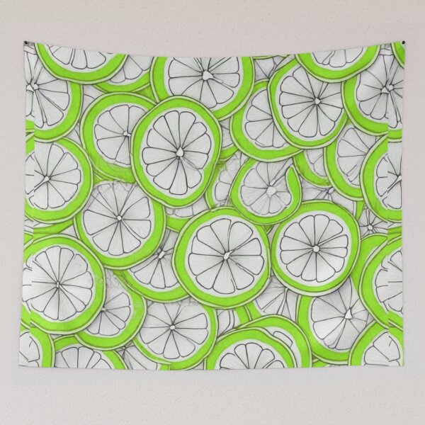 Item preview, Juicy graphics with limes in a cartoon, minimalist style. white, green, black outline. designed and sold by My-fake-places.