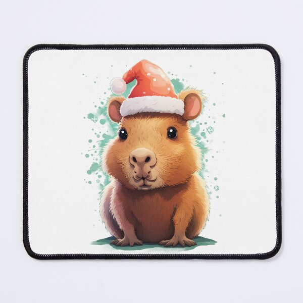Item preview, Cute Capybara in Christmas Hat designed and sold by Mechanical-Artt.