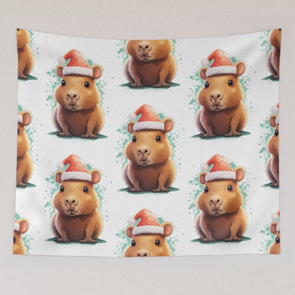 Item preview, Cute Capybara in Christmas Hat designed and sold by Mechanical-Artt.