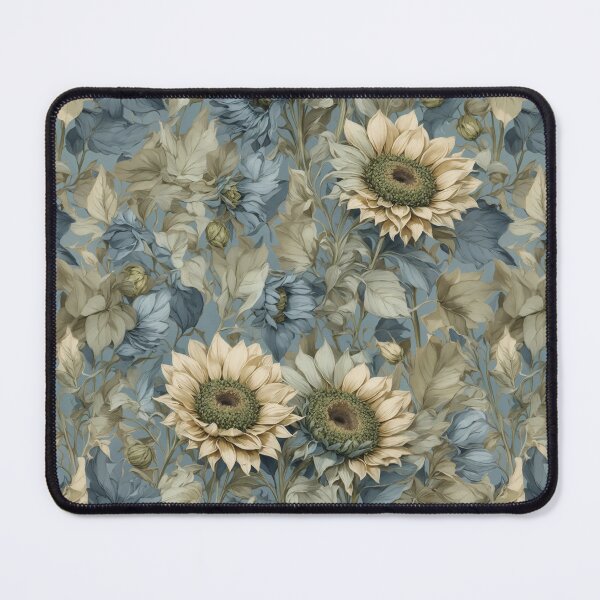 Item preview, Sunflowers Pattern in Cream and Blue - Sunflower designed and sold by FlowerMeFlorals.