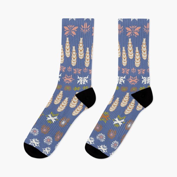 Item preview, Scandinavian Maximalist Folk Snowflakes Pattern on blue designed and sold by BrankaPD.
