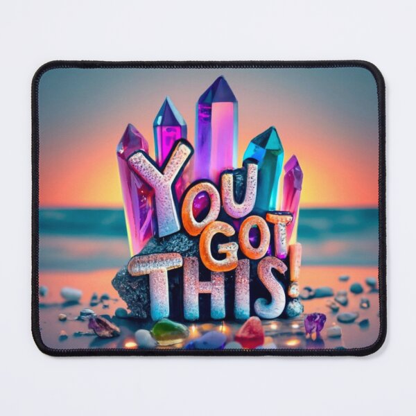 Item preview, YOU GOT THIS Beautiful Rainbow Aura Quartz Crystals Gems & Sea Glass on The Beach Inspirational typography designed and sold by BadassBazaar.