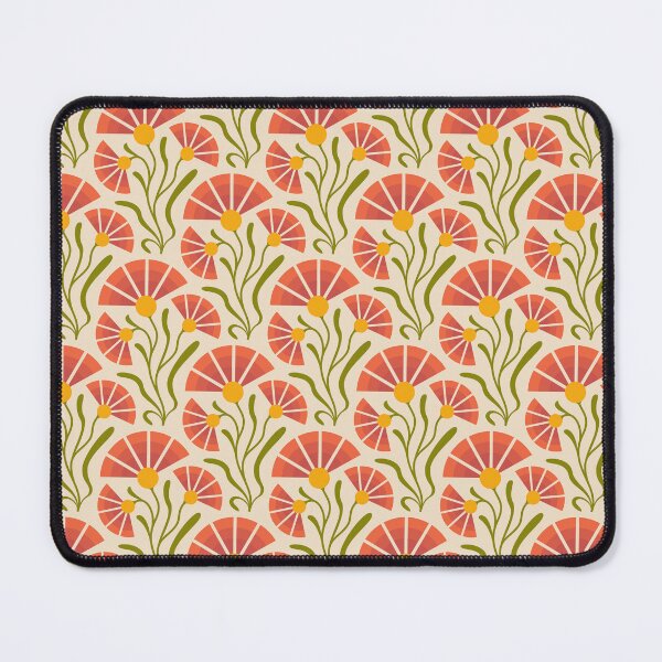 Item preview, KF 0168 B - Vintage Retro 70s Floral Pattern in Red Green and Yellow designed and sold by KhakiFinch.