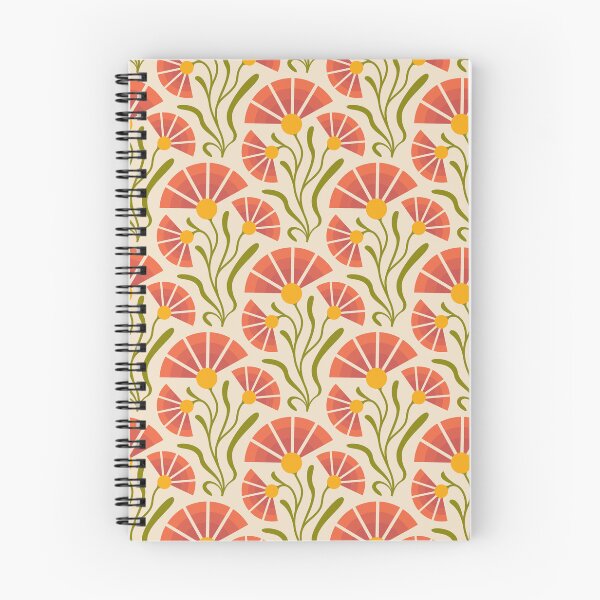 Item preview, KF 0168 B - Vintage Retro 70s Floral Pattern in Red Green and Yellow designed and sold by KhakiFinch.