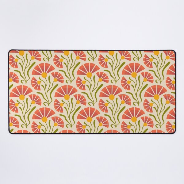Item preview, KF 0168 B - Vintage Retro 70s Floral Pattern in Red Green and Yellow designed and sold by KhakiFinch.