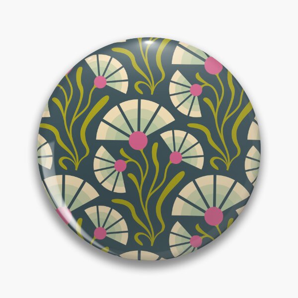 Item preview, KF 0168 E - Vintage Retro 70s Floral Pattern in Green and Pink designed and sold by KhakiFinch.