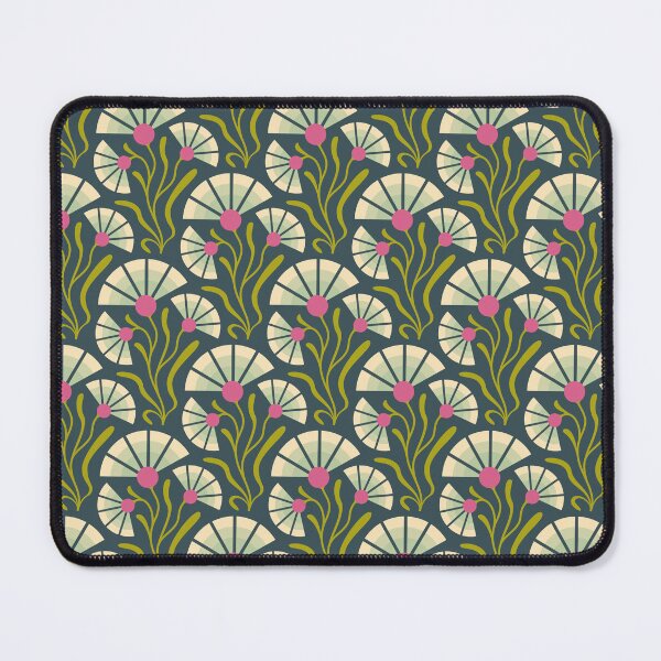 Item preview, KF 0168 E - Vintage Retro 70s Floral Pattern in Green and Pink designed and sold by KhakiFinch.