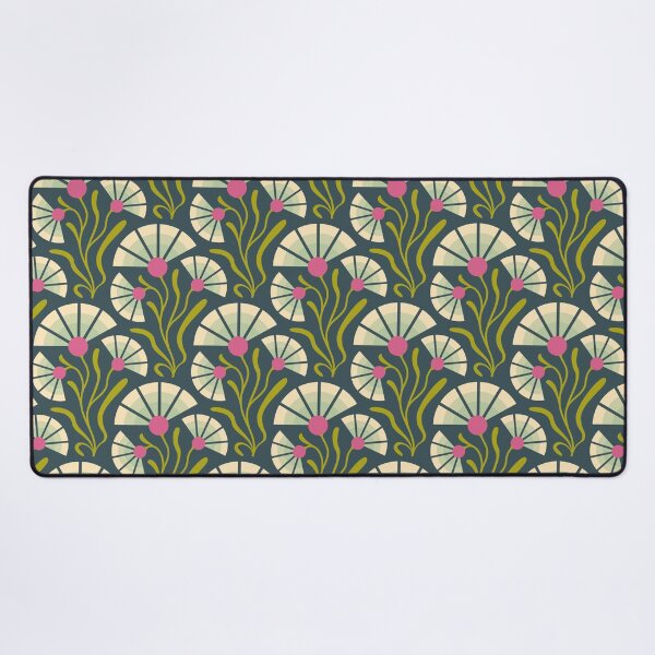 Item preview, KF 0168 E - Vintage Retro 70s Floral Pattern in Green and Pink designed and sold by KhakiFinch.