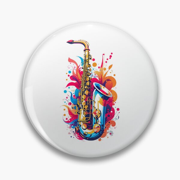 Item preview, colorful saxophone, vibrant colors, symmetrical, vector, flat illustration designed and sold by cepharts.