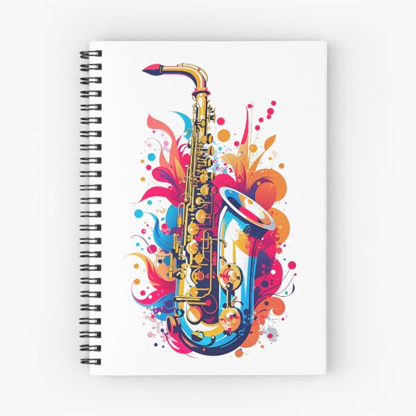 Item preview, colorful saxophone, vibrant colors, symmetrical, vector, flat illustration designed and sold by cepharts.