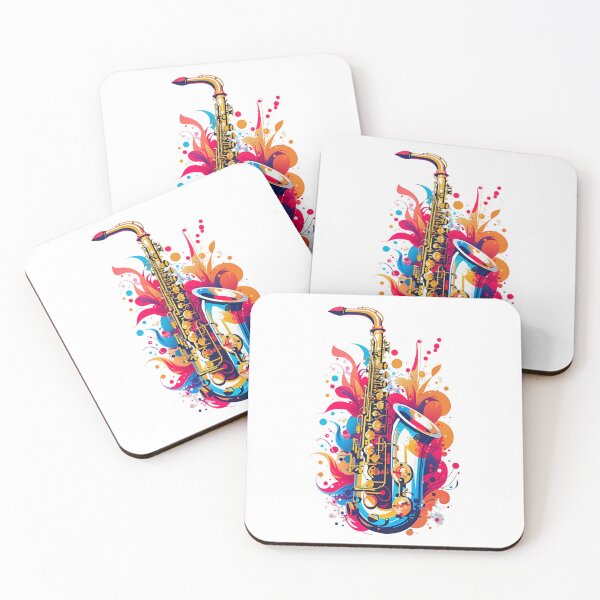 Item preview, colorful saxophone, vibrant colors, symmetrical, vector, flat illustration designed and sold by cepharts.
