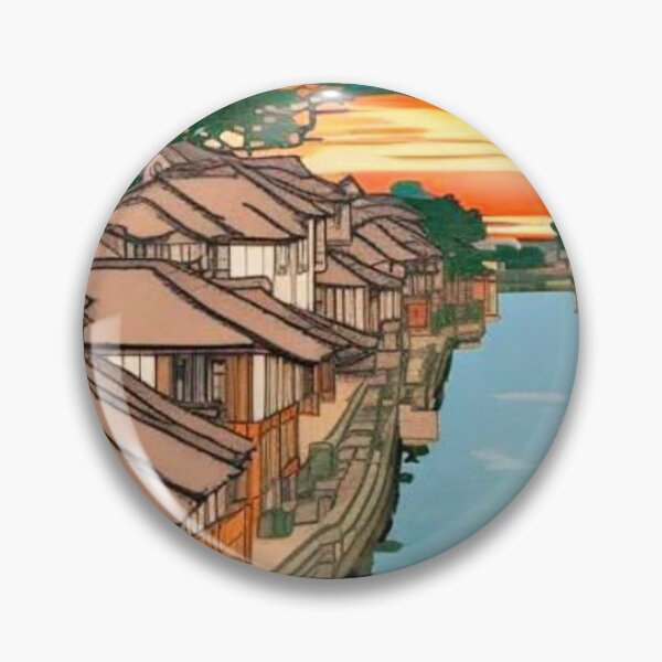 Item preview, Houses edging the canal designed and sold by George Hutton Hunter.