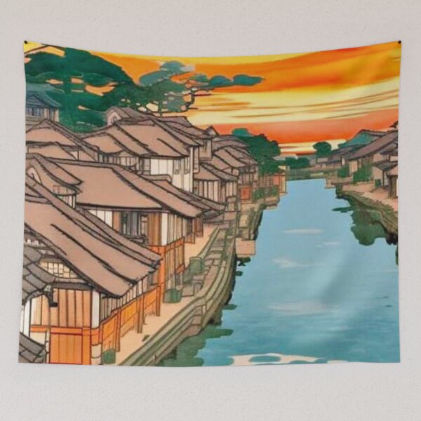Item preview, Houses edging the canal designed and sold by George Hutton Hunter.