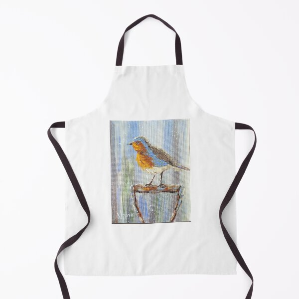 Item preview, Robin on spade Winter forest Robin Bird oil painting designed and sold by ArtUnova.