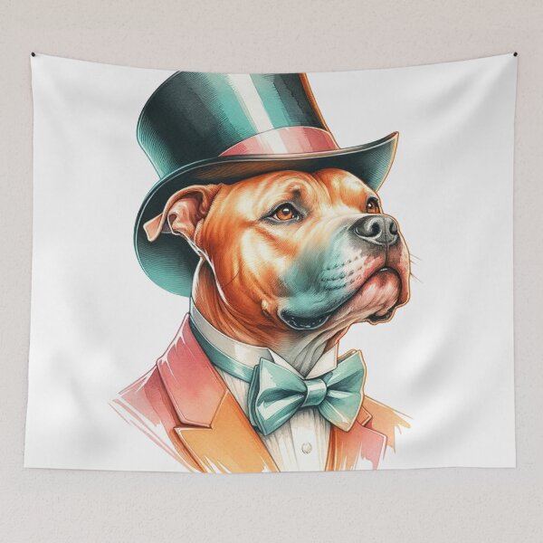 Item preview, Dapper Pitbull: Gentleman's Essence in Watercolor designed and sold by WatercolorWhisk.