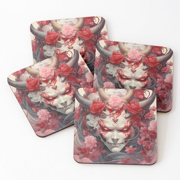 Item preview, Horned Skull with Red Flowers designed and sold by soulofalion.