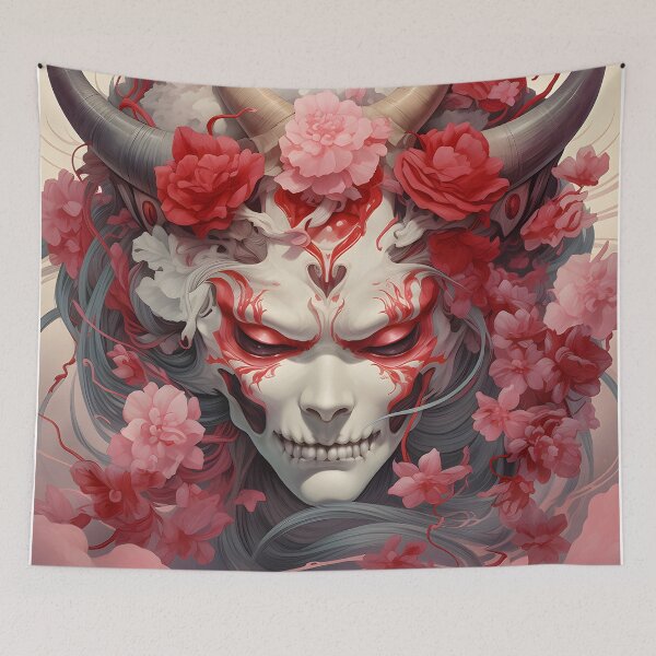 Item preview, Horned Skull with Red Flowers designed and sold by soulofalion.