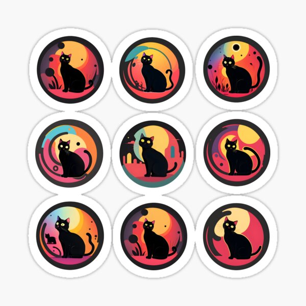 Black Cat at Dusk Stickers Sticker
