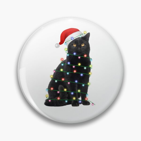 Item preview, Santa Black Cat Tangled Up In Christmas Tree Lights Holiday designed and sold by Pawsitive House.