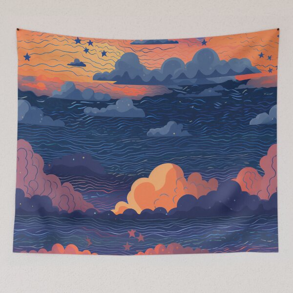 Item preview, Starry Sunset Clouds Above the Ocean 4 designed and sold by Hashola Designs.