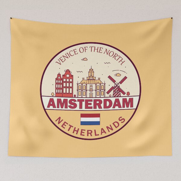 Item preview, Amsterdam Netherlands City Skyline Emblem designed and sold by KrisSidDesigns.