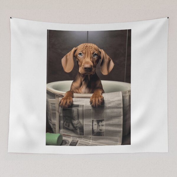 Item preview, Kopie von Vizsla baby in front of a bathtub, cute dog picture, digital download, gift for dog owners, Funny Dog Picture, Vizsla art designed and sold by Specialanimal.