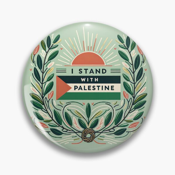 Item preview, I Stand With Palestine - Flag, Sun & Olive Branches designed and sold by SocialCause.
