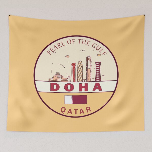 Item preview, Doha Qatar City Skyline Emblem designed and sold by KrisSidDesigns.