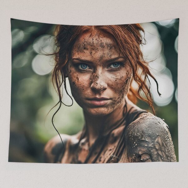 Item preview, Photo realistic adventurer redhead beauty crawling in mud -03 designed and sold by zotilus.