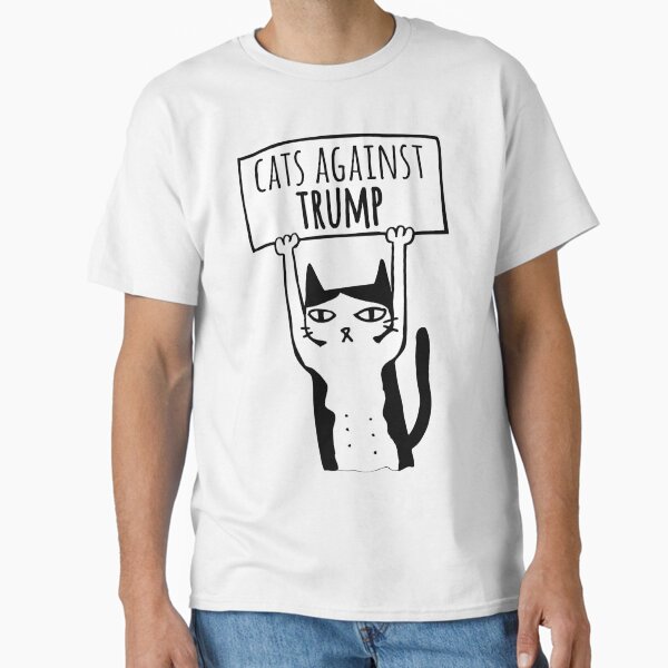 Vista previa del artículo con la obra «Gatos contra Trump Demócrata Protesta Democat Meme», diseñado y vendido por fomodesigns.