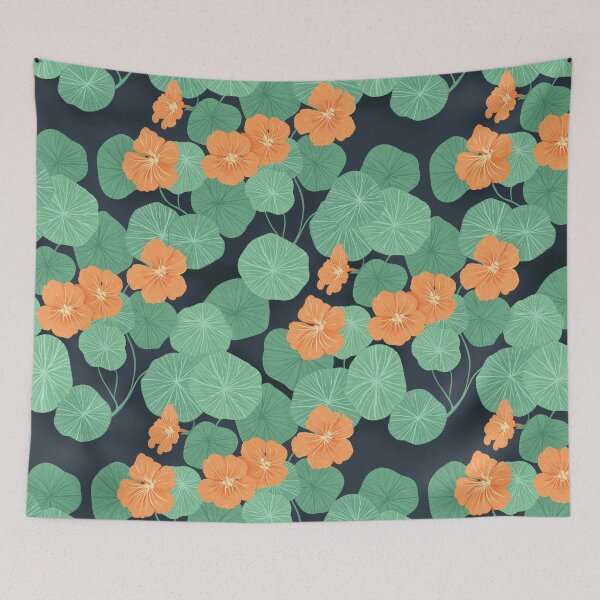 Item preview, Nasturtiums on navy  designed and sold by lauragraves.