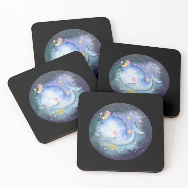 Item preview, Baby Beluga Whale Swimming In Space Watercolor designed and sold by kuremureDesign.