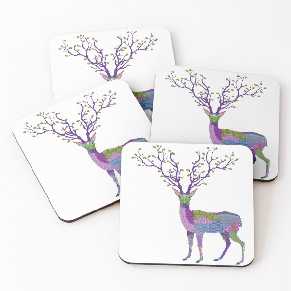 Item preview, Patchwork Deer with Flowering Branch Antlers Pixel Art designed and sold by HeatherUnderground.