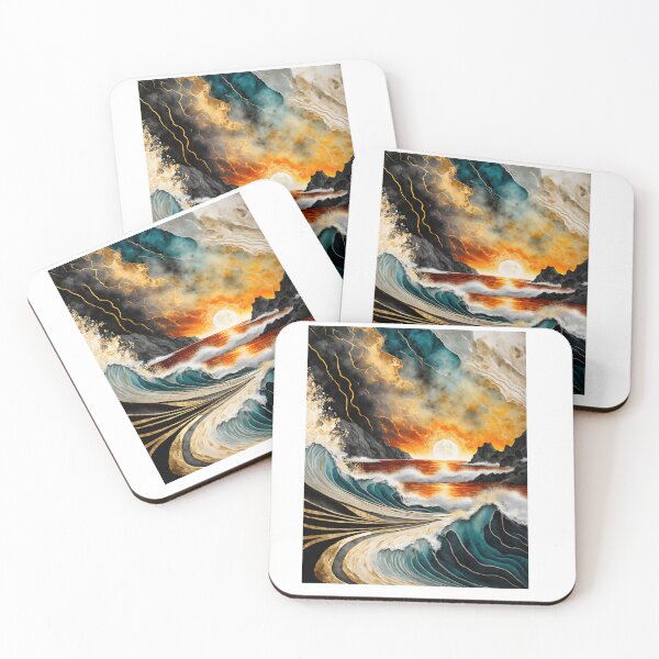 Item preview, Contemporary Marble Sea Sunset Print | Interior Wall Art designed and sold by Merakiartshop.