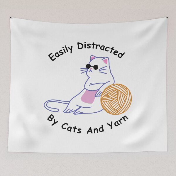 Item preview, Easily Distracted By Cats and Yarn  designed and sold by Wiss2Arts.