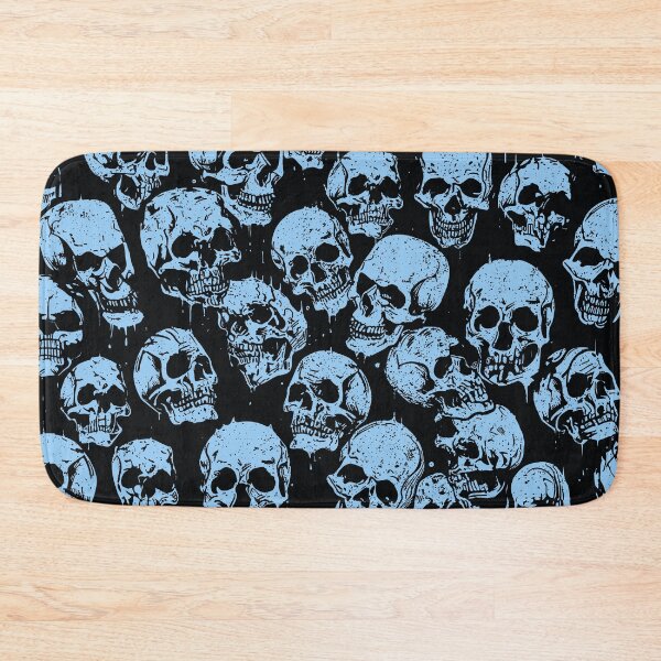 Artikelvorschau, Grunge Goth Blue Skulls Dark Pattern entworfen und verkauft von trajeado14.